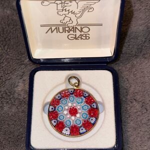 Murano Millefiori Glass Flower Pendant